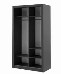Black Matt - 120cm Sliding Door Wardrobe - 1 Mirrored Door